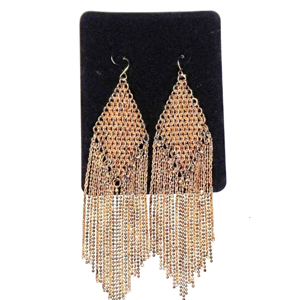 GOLD TONE METAL FRINGE EARRINGS